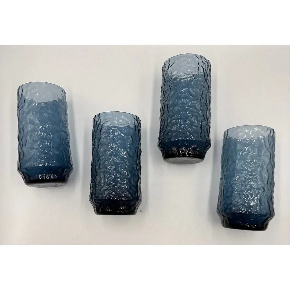 Lenox Dark Blue Hand Blown Crystal Water Tea Glasses - Set of 4